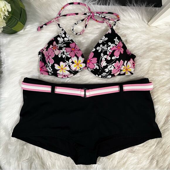 Victoria’s Secret Tropical Floral Push-Up Bikini Top Cheeky Boy Short Swimsuit M - Picture 3 of 14